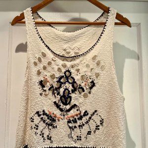 Free People Crochet Beaded & Embroidered Crop